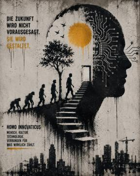 Der innere Raum und die äußere Welt — eine Kopfsilhouette, in der innere Räume und Landschaften liegen